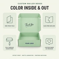 Boîte d'expédition ondulée vert menthe avec impression personnalisée pour bonnets, écharpes et vêtements d'hiver, fermeture auto-adhésive, vente en gros directe usine