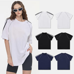 Ensemble deux pièces en coton tricoté 240 g/m², T-shirt basique oversize, style Hip Hop Streetwear, respirant, séchage rapide, pour activités de plein air - Product Image 5