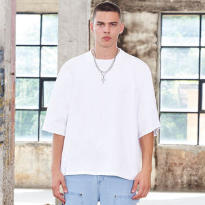 T-shirt Estiva da <span class=keywords><strong>Uomo</strong></span> Personalizzata a Mezza Manica, Nuova Maglietta Formale Semplice con Collo Rotondo in Puro <span class=keywords><strong>Cotone</strong></span> 300 Grammi, Vestibilità Boxy a <span class=keywords><strong>Maniche</strong></span> Corte - Product Image 4
