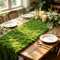 Chemin de table en fausse mousse pour l'artisanat, décoration naturelle pour plantes d'intérieur avec base en tissu, couverture en mousse, tapis en mousse, pour mariage