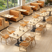 Banc de restaurant moderne en cuir, canapé de café, sièges pour restauration rapide, ensemble table et chaises en bois pour café commercial