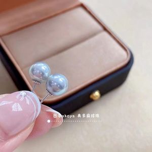 Xinfly New Model 2024 Woman <b>Blue</b> Pearl Akoya 18k Real Gold Fine Jewelry <b>Stud</b> <b>Earring</b> - Product Image 3
