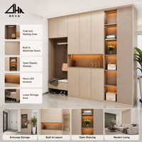Meuble à chaussures modulaire moderne pour entrée avec miroir intégré et éclairage LED intelligent, armoire de couloir grande capacité et peu encombrante
