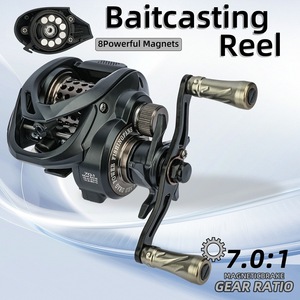 <span class=keywords><strong>Moulinet</strong></span> de pêche baitcasting à bobine peu profonde et lisse 7.0:1, léger, avec système de <span class=keywords><strong>finesse</strong></span> pour leurres - Product Image 1