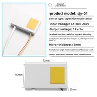 AOMEI Smart AC 220V 1A Max 12W IP20 Interrupteur variateur de lumière pour miroir de salle de bain LED à couleur unique / contrôle de la température de couleur sur 3 niveaux