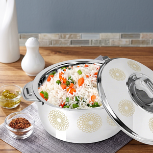 Round stainless steel Non-Stick Casserole <b>Pot</b> With Stainless Steel <b>Lid</b> Flower Design For Gas And Induction Cooker - Product Image 3