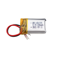 Batterie polymère rechargeable au lithium-ion, cellule de poche, OEM en gros, certifiée KC, UFX 651725, 230 mAh, 3,7 V, Lipo