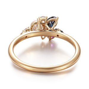 Bague élégante et minimaliste pour jeune étudiante, en or jaune véritable 14k 18k, avec diamant de laboratoire taille ronde, pour usage quotidien. - Product Image 2