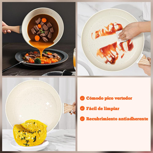 Batterie de cuisine en aluminium forgé avec revêtement marbré antiadhésif, poignée en bakélite, comprenant poêle, casserole et faitout - Offre Spéciale - Product Image 4