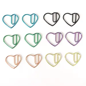 Multicolor Metal Bookmark Paper Clips Assorted Sizes Cute heart love shaped Paperclip