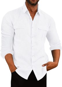 Camicia da <span class=keywords><strong>uomo</strong></span> europea americana Casual a maniche lunghe con bottone in saia in Denim Western <span class=keywords><strong>5XL</strong></span> estivo stampato in tinta unita - Product Image 4