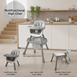 Silla Alta de Plástico 7 en 1 con Mesa de Lectura, Soporte para Teléfono, Plegable y Ecológica para Alimentación de Bebés, Estudio Infantil, Comedor y Sala de Estar - Product Image 1