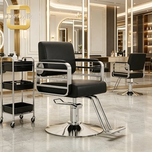 Sillón de Barbería Moderno en Forma de L con Base Giratoria de Acero Inoxidable para Centro de Peluquería Profesional y Centro de Estilismo - Product Image 2