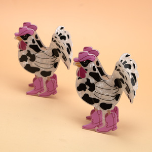 Pince à cheveux en PVC en forme de coq de dessin animé mignon, pince à cheveux simple en forme d'animal, accessoires de mode pour femmes - Product Image 3