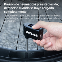 CYCLAMI A2 Mini Pompe à air électrique en aluminium portable sans fil pour vélo avec affichage numérique, compatible valves Presta et Schrader, pour l'extérieur