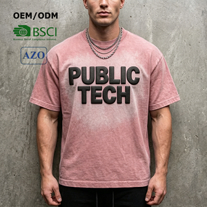 ผู้ผลิตเสื้อยืดโอเวอร์ไซส์พรีเมียมแบบหนาพิเศษ สตรีทแวร์ วินเทจ พิมพ์ลายตัวอักษร 3 มิติ แบบพัฟ ล้างสีแบบแอซิดวอช ทรงบ็อกซี่ สำหรับผู้ชาย - Product Image 1