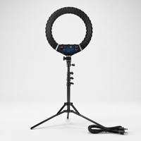Lampu Cincin LED Studio Foto Aluminium 18 Inci 45CM dengan Remote Control, Suhu Warna Dapat Diatur, 3 Penyangga Ponsel untuk Vlog/Youtube Live