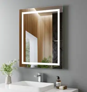 Espelho de tela sensível ao toque de banheiro, tela de espelho de vidro inteligente e espelho led
