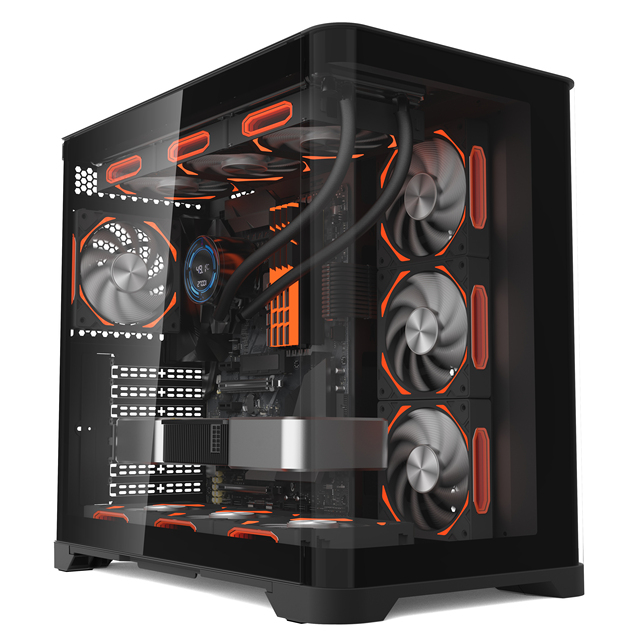 Full Tower Desktop Circular Arc Panoramic Tempered Glass Pc Casing Cpu Cabinet Atx Cooling Gaming Computer case