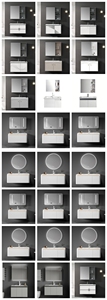 Meuble-lavabo mural moderne et élégant avec vasque en céramique, armoire à pharmacie éclairée, charnières à fermeture douce, design résistant à l'eau - Product Image 6