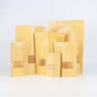 Customized Professional Biodegradable Seal Food Paper Bag Candy Coffee Pouch Kraft Paper Flat Bottom Pouch Plain with Window