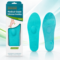 Semelles en gel de silicone pleine longueur unisexe, souples et adhésives, pour le soulagement de la douleur au talon et du tendin d'Achille, grandes tailles, confortables – Offre Spéciale