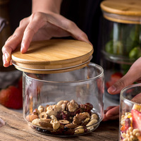 Bocaux de rangement en verre ronds décoratifs à 3 niveaux avec couvercles conteneurs de Snack empilables en verre transparent boîte de rangement
