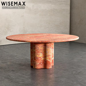 WISEMAX FURNITURE <span class=keywords><strong>Tavolo</strong></span> da Pranzo Contemporaneo in Travertino <span class=keywords><strong>Rosso</strong></span>, <span class=keywords><strong>Tavolo</strong></span> Rotondo in Pietra Naturale per Villa e Hotel - Product Image 3