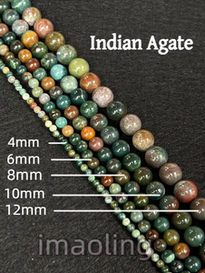Perles de pierres précieuses multicolores rondes polies en agate indienne de haute qualité pour la fabrication de bracelets DIY 4/6/8/10mm - Product Image 1