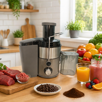 Mixeur centrifuge multifonctionnel de cuisine mini 800W à vitesse variable, machine à jus avec lames en acier inoxydable et grande ouverture de 65 mm