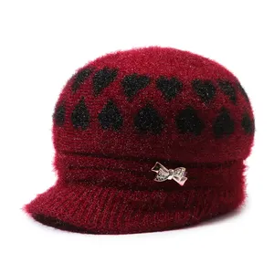 Topi rajut wanita, topi rajut Fashion kasual untuk wanita isolasi tebal dan mewah topi wol rami serbaguna hangat