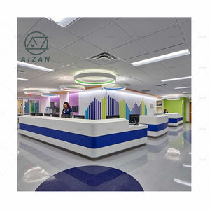 تصميم مجاني مخصص حديث محطة ممرضة مستشفى باللون الأزرق والأبيض مكتب استقبال مكتب أمامي أثاث أسنان - Product Image 2