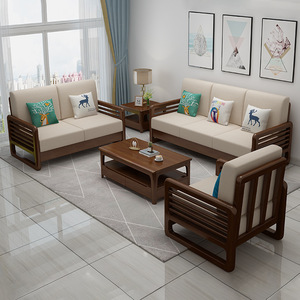 Dazhang Jiaju L-Shaped Solid Wood Sofa Set Modern Minimalist Living Room Furniture Modular Design Cotton Linen Upholstery - Product Image 2