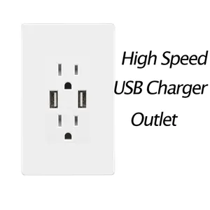 UL salida USB hembra enchufe de pared receptáculo y enchufes interruptores de corriente de potencia con puerto usb