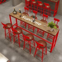 Chaise haute de bar commerciale en promotion, combinaison table murale longue et étroite pour salon de thé