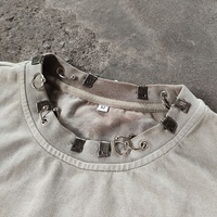 T-shirts pour hommes Streetwear de haute qualité, coupe carrée et courte, avec poches, strass, effet vintage, délavé à l'acide, vieilli et décoloré par le soleil