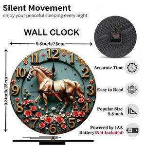 Round Wooden Wall <b>Clock</b> 25x25Cm Quartz Silent Simple Design Home Office Living Room Decor - Product Image 2