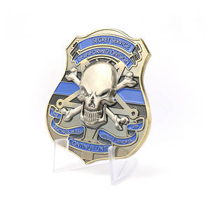 Custom design in metallo goffrato 3d smalto in lega di zinco antico placcatura morte sorriso sfida moneta - Product Image 1