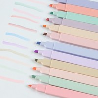 Porte-stylo carré de vente chaude ensemble de stylo marqueur fluorescent avec pointe flexible en fibre pour un dessin lisse