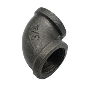 3/4inch wrought iron black pipe elbow 90 degree fitting for shelf bracket