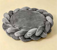 Coussin ovale doux et moelleux en peluche pour animaux de compagnie, avec logo personnalisé, idéal pour l'hiver, pour petits chiens et chats, vente en gros