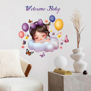 New Design Girl Sleep on <strong>Clouds</strong> Welcome Baby <strong>Sticker</strong> Waterproof 3d Self-adhesive <strong>Wall</strong> <strong>Stickers</strong> for Home Decor - Product Image 3