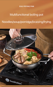 Stainless Steel Korean Style Dry Pot Non-stick Mini Troop Pot <strong>Paella</strong> <strong>Pan</strong> With Double Handles for Boiling Seafood Ramen Soup - Product Image 4