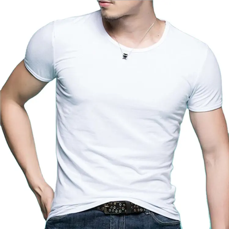 Wholesale Men Slim Fit White Blank Cotton T Shirt