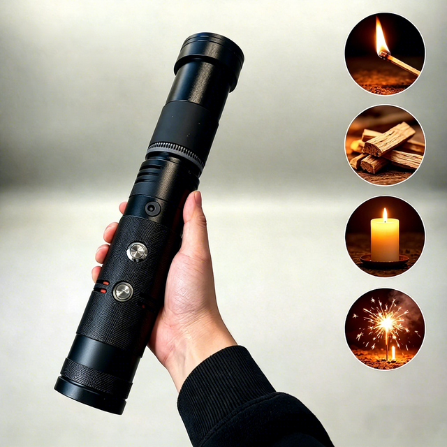 Laser Igniter 120W Handheld Portable Rechargeable Adjustable Focus for Fireworks Emergency Outdoor Use and Mosquito Repelling