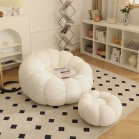 Pouf-canapé en laine d'agneau en forme de citrouille, fauteuil paresseux moderne et minimaliste avec dossier en coton PP, design tendance pour la maison