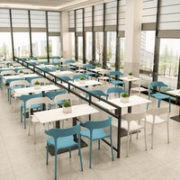 Table de restaurant moderne pour cantine scolaire Ensemble de chaises pour marmites épicées Nouilles chaudes restauration rapide Thé au lait Snacks Panneau Table en ardoise