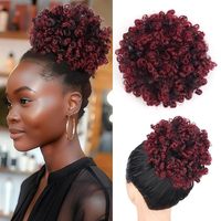 Chignon Afro court en fibre synthétique haute température, postiche pour femme, queue de cheval bouclée crépue pré-bouclée avec cordon de serrage