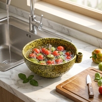 ESTICK Elegante, in de oven afgewerkte keramische groentewasbak met vortex-stijl automatische reiniging, Scandinavisch minimalistisch design, geschikt voor fruit.