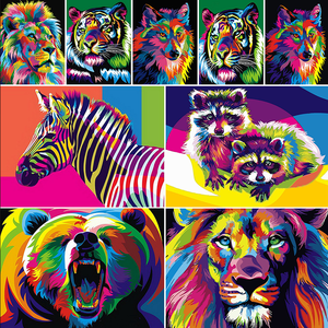 Pintura por Números de Tigres Coloridos Enmarcados, Decoración Moderna para el Hogar, Arte de Pared, Regalo para Niños - Product Image 6